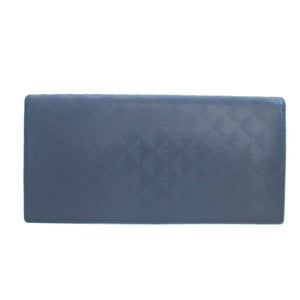 新品同様 エンポリオアルマーニ レザー ネイビー 紺 2つ折り長財布 財布 0270【中古】EMPORIO ARMANI
