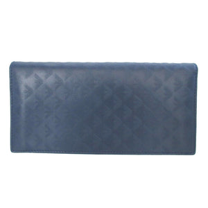 新品同様 エンポリオアルマーニ レザー ネイビー 紺 2つ折り長財布 財布 0270【中古】EMPORIO ARMANI