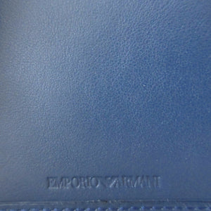 新品同様 エンポリオアルマーニ レザー ネイビー 紺 2つ折り長財布 財布 0270【中古】EMPORIO ARMANI