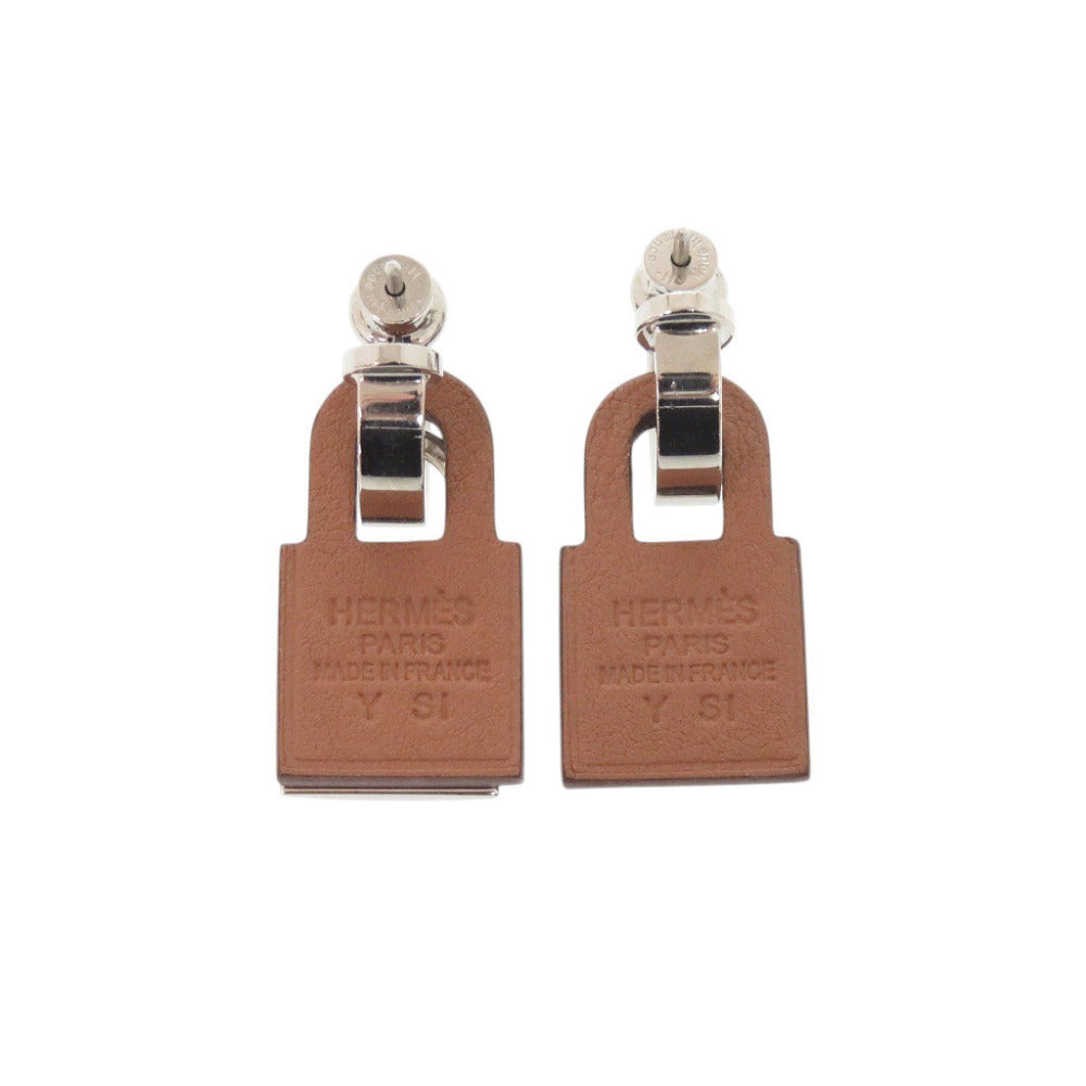 美品 エルメス オーケリー メタル スイフト シルバー ブラウン Y刻印(2020年製) ピアス 0316【中古】HERMES