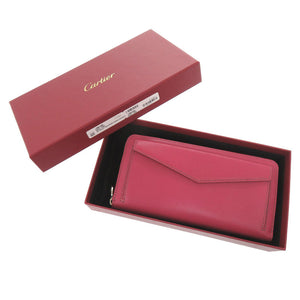 新品同様 カルティエ レ マスト レザー ホットピンク ラウンドファスナー 長財布 0417【中古】CARTIER