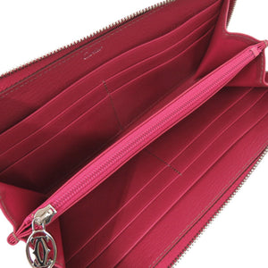 新品同様 カルティエ レ マスト レザー ホットピンク ラウンドファスナー 長財布 0417【中古】CARTIER