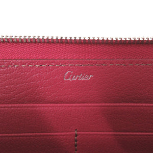 新品同様 カルティエ レ マスト レザー ホットピンク ラウンドファスナー 長財布 0417【中古】CARTIER