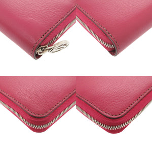 新品同様 カルティエ レ マスト レザー ホットピンク ラウンドファスナー 長財布 0417【中古】CARTIER