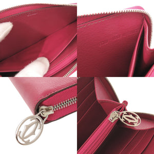 新品同様 カルティエ レ マスト レザー ホットピンク ラウンドファスナー 長財布 0417【中古】CARTIER