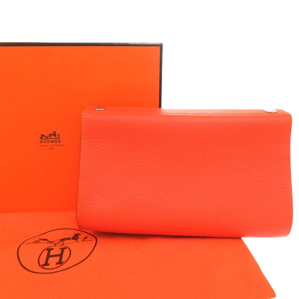 新品同様 エルメス カロMM シェーブル オレンジ □H刻印（2004年製） ポーチ バッグ 0421【中古】HERMES