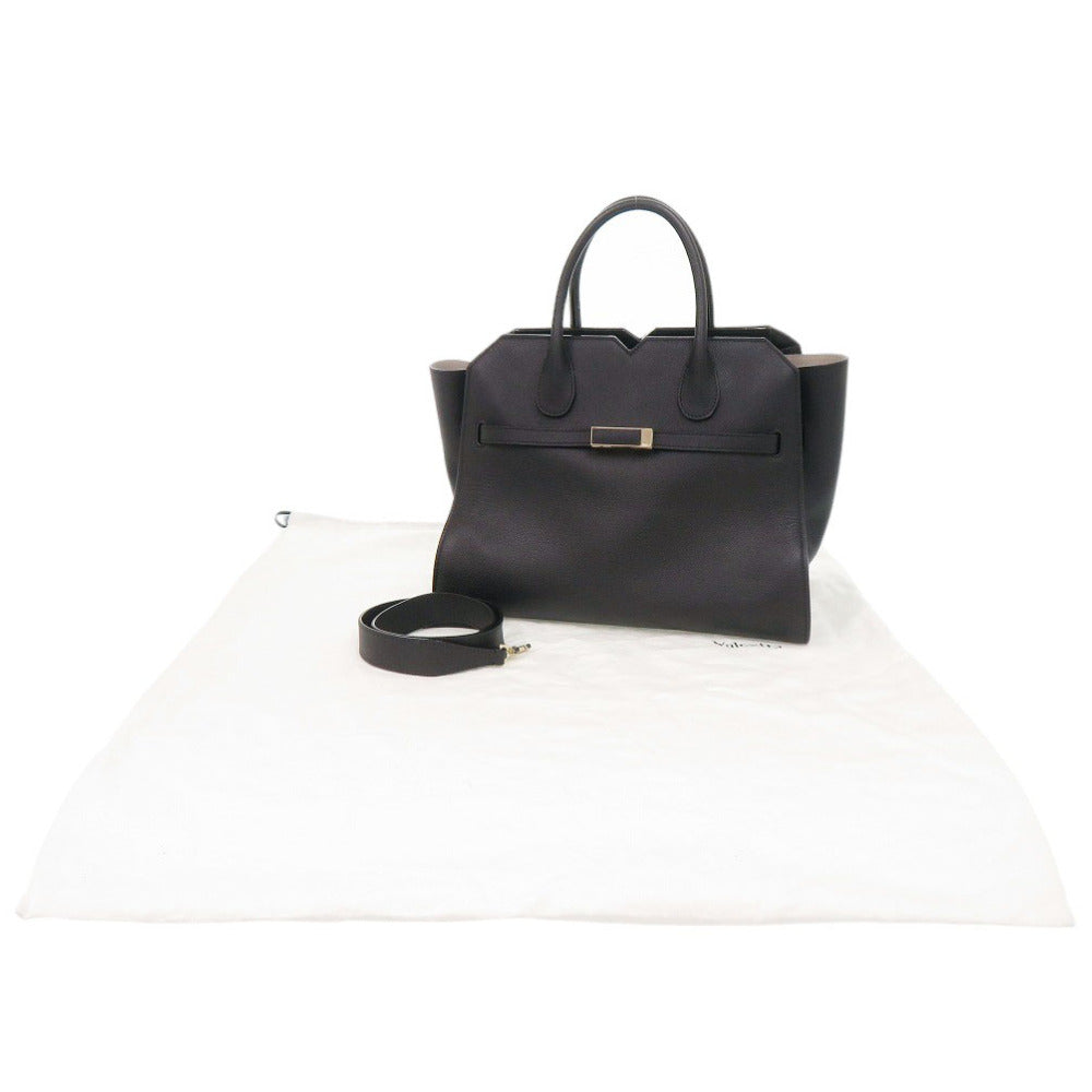 美品 ヴァレクストラ ミラノバッグ ミディアム 2WAY レザー ブラック ハンドバッグ 黒 0448【中古】Valextra