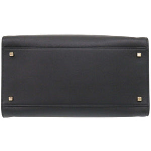 美品 ヴァレクストラ ミラノバッグ ミディアム 2WAY レザー ブラック ハンドバッグ 黒 0448【中古】Valextra