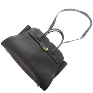 美品 ヴァレクストラ ミラノバッグ ミディアム 2WAY レザー ブラック ハンドバッグ 黒 0448【中古】Valextra