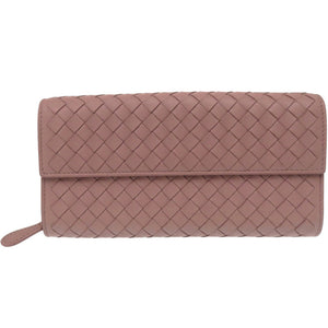 新品同様 ボッテガヴェネタ イントレチャート 長財布 レザー ピンク 0480【中古】BOTTEGAVENETA