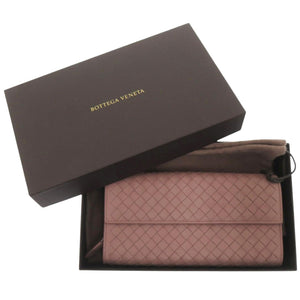 新品同様 ボッテガヴェネタ イントレチャート 長財布 レザー ピンク 0480【中古】BOTTEGAVENETA