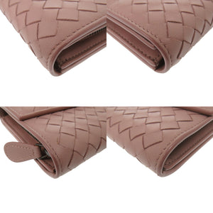 新品同様 ボッテガヴェネタ イントレチャート 長財布 レザー ピンク 0480【中古】BOTTEGAVENETA