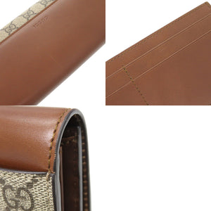 新品同様 グッチ GGスプリーム レザー 410105 ブラウン ベージュ 長財布 0481【中古】GUCCI