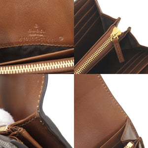 新品同様 グッチ GGスプリーム レザー 410105 ブラウン ベージュ 長財布 0481【中古】GUCCI