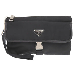新品同様 プラダ トライアングルロゴ 2NH011 ナイロン ブラック クラッチバッグ セカンドバッグ 黒 0503【中古】PRADA