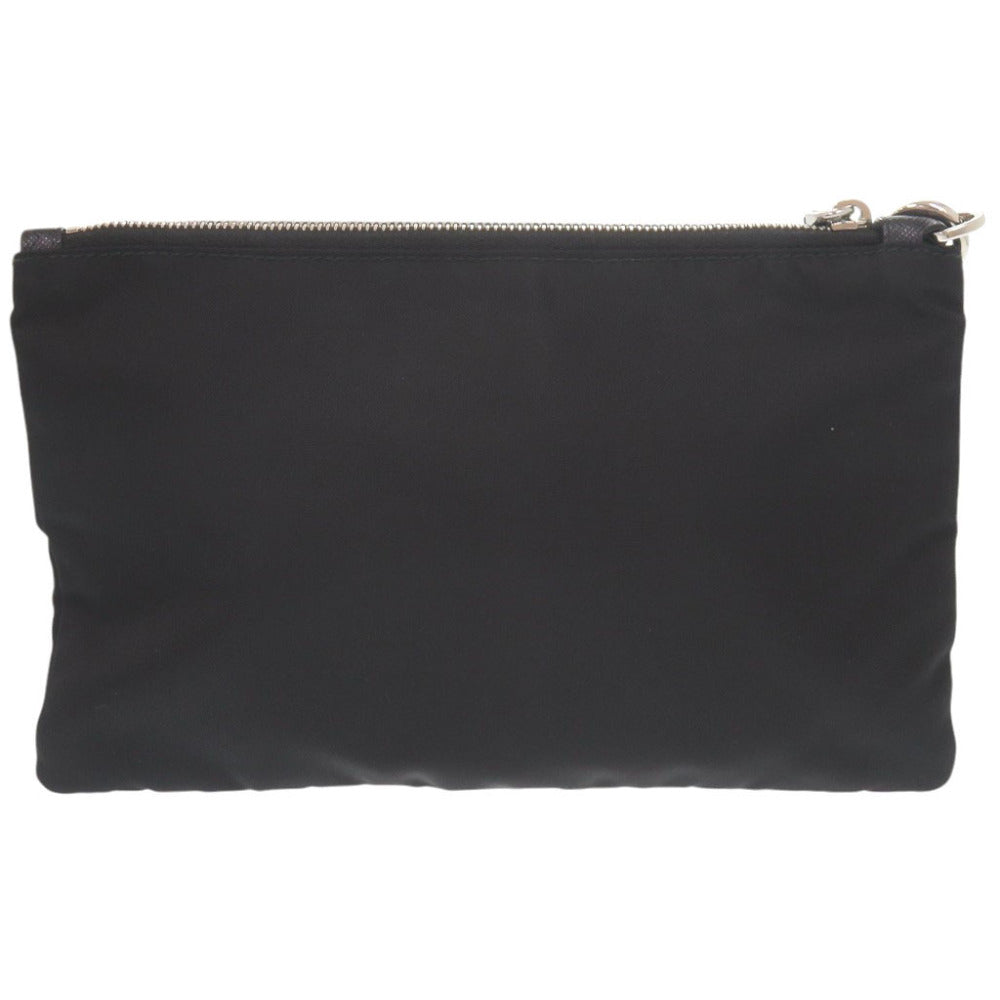 新品同様 プラダ トライアングルロゴ 2NH011 ナイロン ブラック クラッチバッグ セカンドバッグ 黒 0503【中古】PRADA