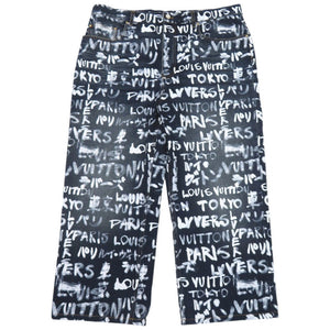 新品同様 ルイ ヴィトン × NIGO 25AW グラフィティ スクリブル スケートデニムパンツ サイズ38 コットン インディゴ ホワイト デニム LV 0505【中古】LOUIS VUITTON メンズ