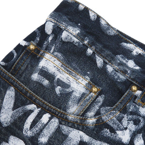 新品同様 ルイ ヴィトン × NIGO 25AW グラフィティ スクリブル スケートデニムパンツ サイズ38 コットン インディゴ ホワイト デニム LV 0505【中古】LOUIS VUITTON メンズ