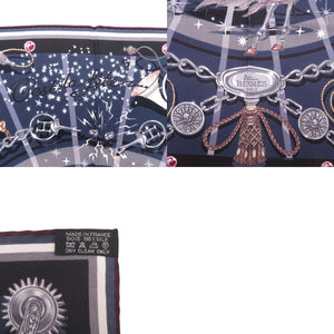 新品同様 エルメス カレ65 C'est La Fete セラフェット シルク ネイビー スカーフ 紺 0536【中古】HERMES