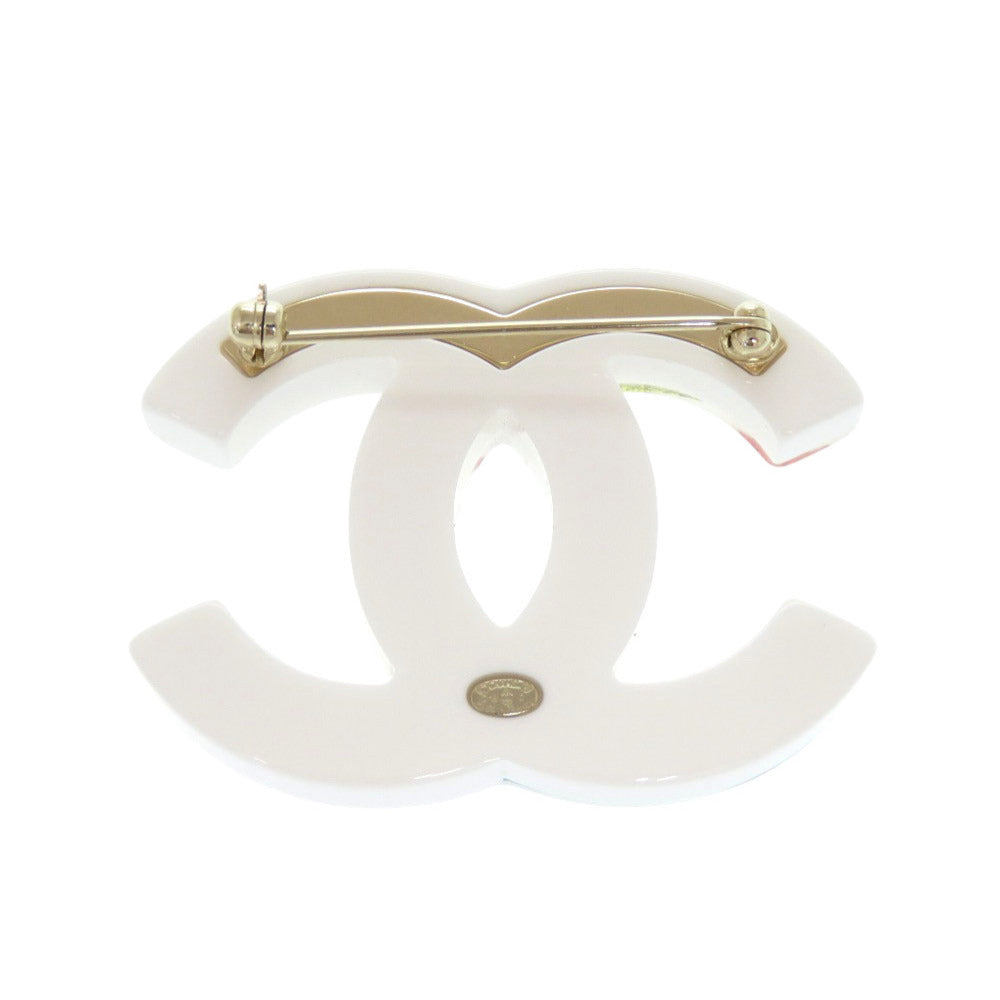 新品同様 シャネル ココマーク プラスチック ホワイト マルチカラー ブローチ B18 アクセサリー 0539 【中古】 CHANEL