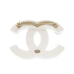 新品同様 シャネル ココマーク プラスチック ホワイト マルチカラー ブローチ B18 アクセサリー 0539 【中古】 CHANEL