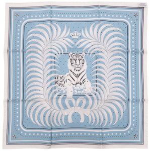 エルメス カレ55 TIGER ROYAL 王者の虎 スカーフ シルク 水色 0540【中古】HERMES
