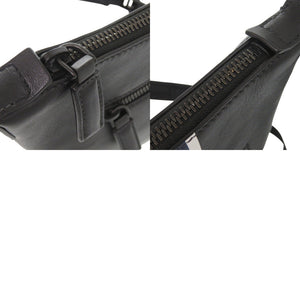 美品 プラダ トライアングルロゴ 2VH078 レザー ブラック ブルー ショルダーバッグ 黒 548【中古】PRADA