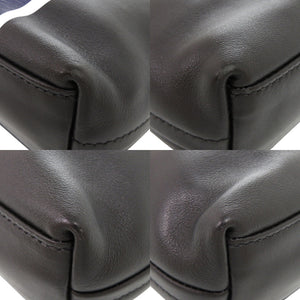 美品 プラダ トライアングルロゴ 2VH078 レザー ブラック ブルー ショルダーバッグ 黒 548【中古】PRADA