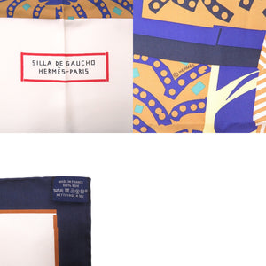 エルメス カレ90 SILLA DE GAUCHO ガウチョの鞍 シルク ホワイト マルチカラー スカーフ 白 0587【中古】HERMES