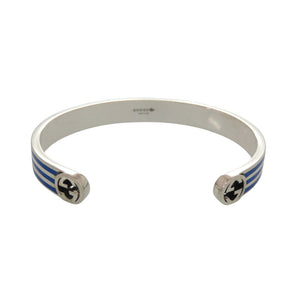 美品 グッチ adidas アディダス コラボ バングル シルバー925 ブルー 0592【中古】GUCCI メンズ