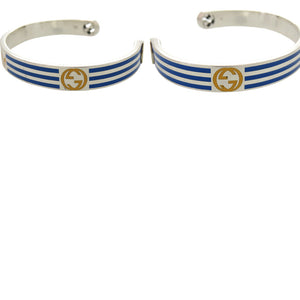 美品 グッチ adidas アディダス コラボ バングル シルバー925 ブルー 0592【中古】GUCCI メンズ