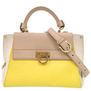 サルヴァトーレフェラガモ ソフィア ガンチーニ レザー マルチカラー 2WAY ハンドバッグ ショルダーバッグ 0596【中古】Salvatore Ferragamo