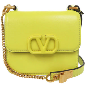 美品 ヴァレンティノ ガラヴァーニ Vスリング レザー イエロー ショルダーバッグ 0600【中古】Valentino Garavani