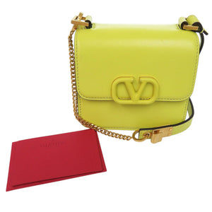 美品 ヴァレンティノ ガラヴァーニ Vスリング レザー イエロー ショルダーバッグ 0600【中古】Valentino Garavani