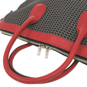 ヴァレクストラ K-VALマイロゴ キャンバス レザー レッド ブラック 2WAY ボストンバッグ 0603【中古】Valextra