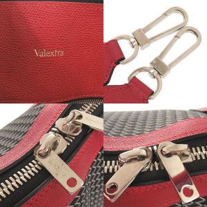 ヴァレクストラ K-VALマイロゴ キャンバス レザー レッド ブラック 2WAY ボストンバッグ 0603【中古】Valextra