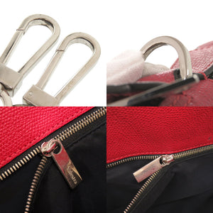 ヴァレクストラ K-VALマイロゴ キャンバス レザー レッド ブラック 2WAY ボストンバッグ 0603【中古】Valextra