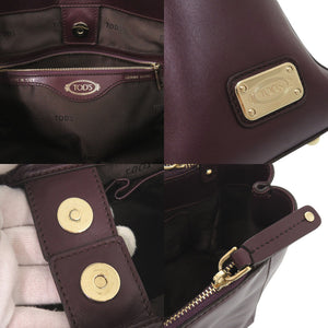 美品 トッズ Dスタイリング レザー パープル 2WAY ハンドバッグ ショルダーバッグ トートバッグ 0619【中古】TOD’S