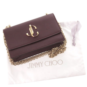美品 ジミーチュウ BOHEMIA チェーンショルダー レザー ボルドー ショルダーバッグ 0620【中古】JIMMY CHOO