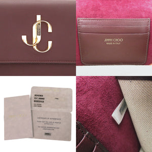 美品 ジミーチュウ BOHEMIA チェーンショルダー レザー ボルドー ショルダーバッグ 0620【中古】JIMMY CHOO