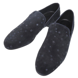 未使用 ジミーチュウ 星柄 スエード サイズ41 1/2 ネイビー スリッポン シューズ 0628【中古】JIMMY CHOO メンズ
