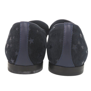 未使用 ジミーチュウ 星柄 スエード サイズ41 1/2 ネイビー スリッポン シューズ 0628【中古】JIMMY CHOO メンズ