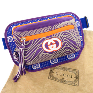 新品同様 グッチ GGナイロン GGベルト 752102 ナイロン ラバー ブルー ボディバッグ 青 0635【中古】GUCCI メンズ