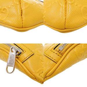 新品同様 グッチ 658582 GGエンボスレザー イエロー ボディバッグ ウエストバッグ 黄 0636【中古】GUCCI