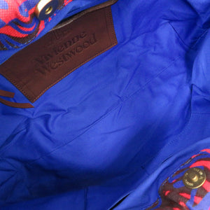 美品 ヴィヴィアンウエストウッド キャンバス/レザー レッド/ブルー ハンドバッグ 赤 青 0638【中古】Vivienne Westwood