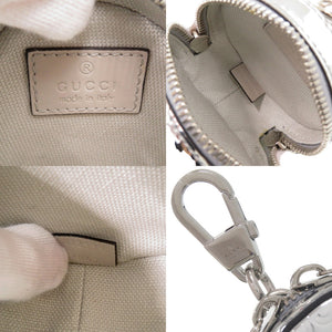 新品同様 グッチ GGエンボス ポーチ 812339 キーホルダー バッグチャーム シルバー 0640【中古】GUCCI