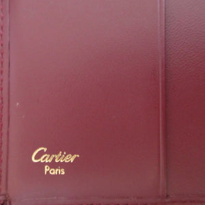 新品同様 カルティエ マスト レザー ボルドー 赤 Wホック財布 財布 0644【中古】Cartier