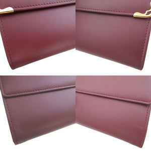 新品同様 カルティエ マスト レザー ボルドー 赤 Wホック財布 財布 0644【中古】Cartier