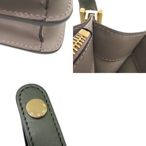 美品 マルニ TRUNK トランク レザー グリーン グレー ショルダーバッグ 0648【中古】MARNI