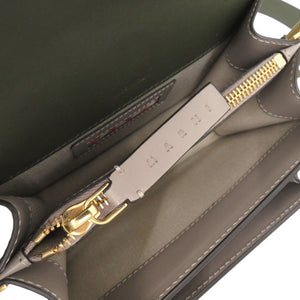 美品 マルニ TRUNK トランク レザー グリーン グレー ショルダーバッグ 0648【中古】MARNI